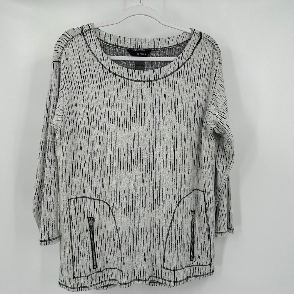 Ali Miles Womens Lagenlook Tunic Top Size L Art To Wear Textured Minimalist